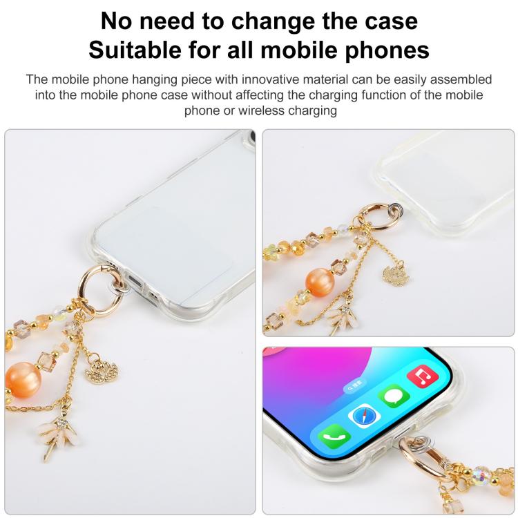 Ciondolo per cellulare con perline a forma di danzatrice di cigni e laccetto di sicurezza per donne e ragazze.