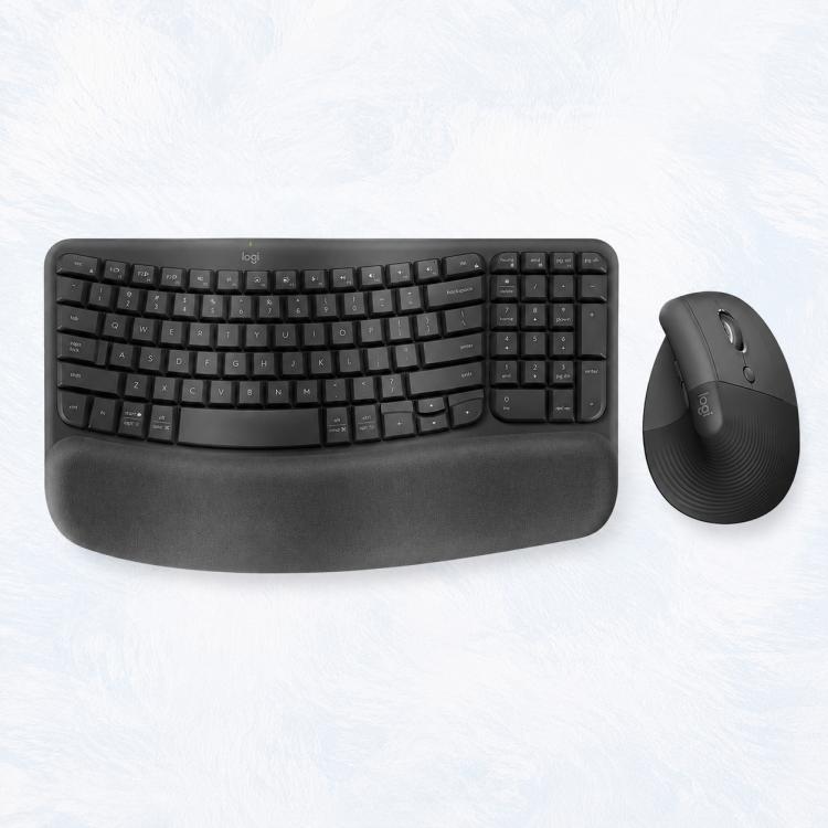 Set tastiera e mouse ergonomico wireless Logitech WAVE KEYS LIFT COMBO