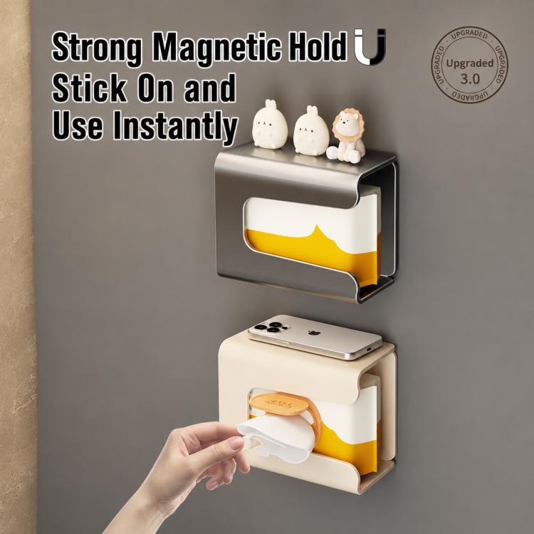 Porta fazzoletti magnetico da parete, senza foratura, in acciaio al carbonio.