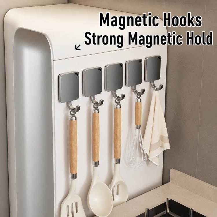 Gancio magnetico quadrato in metallo da parete, senza bisogno di forare., Single Pack, 5pcs Pack, 10pcs Pack