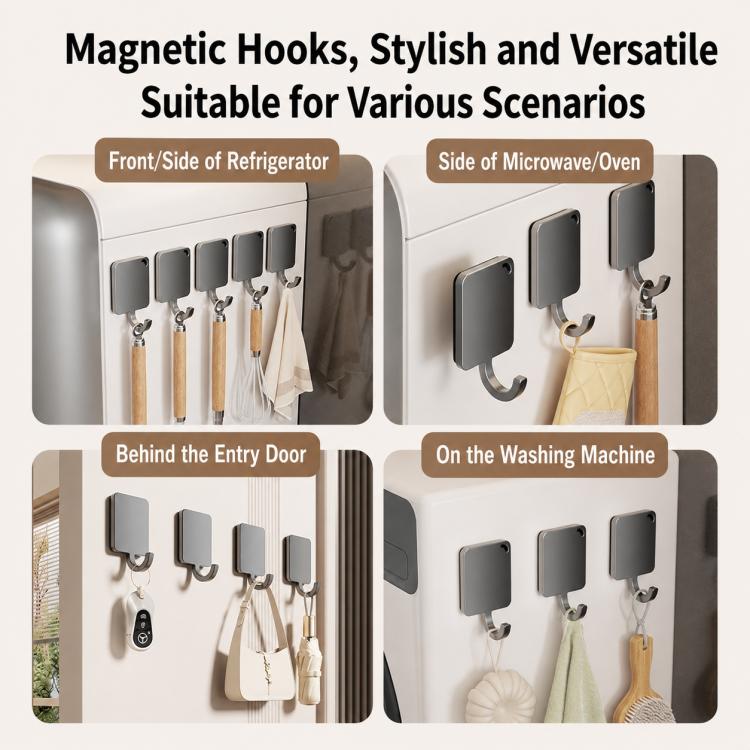 Gancio magnetico rotondo in metallo da parete, senza bisogno di forare., Single Pack, 5pcs Pack, 10pcs Pack