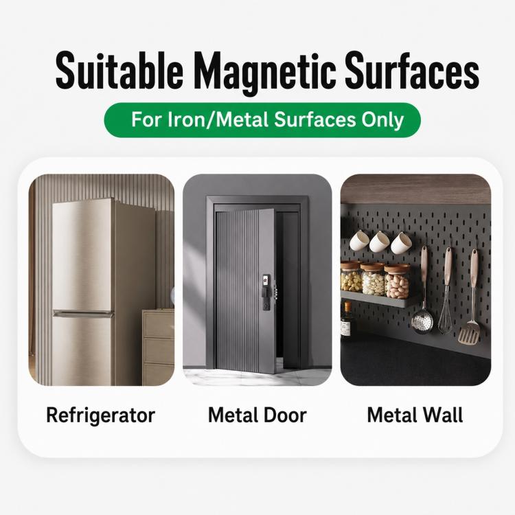 Gancio magnetico rotondo in metallo da parete, senza bisogno di forare., Single Pack, 5pcs Pack, 10pcs Pack