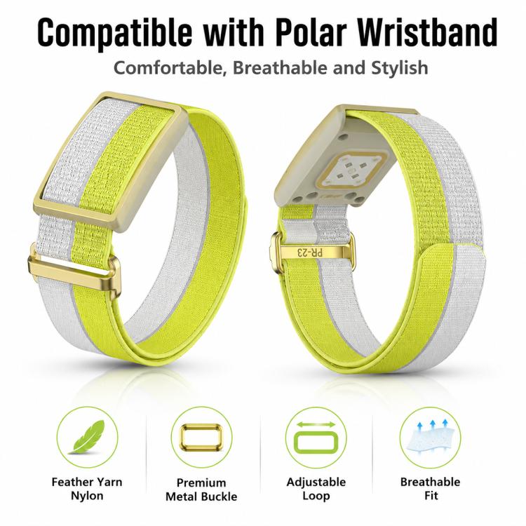 Cinturino per orologio Polar Loop xDfind con fibbia quadrata in metallo, in nylon traspirante con filato di piuma e chiusura a strappo., S Wrist Circumference 135–170 mm, L Wrist Circumference 170-235mm