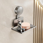 Porta sapone a ventosa da parete senza foratura, con vassoio in metallo drenante., Single Pack, 2pcs Pack, 3pcs Pack