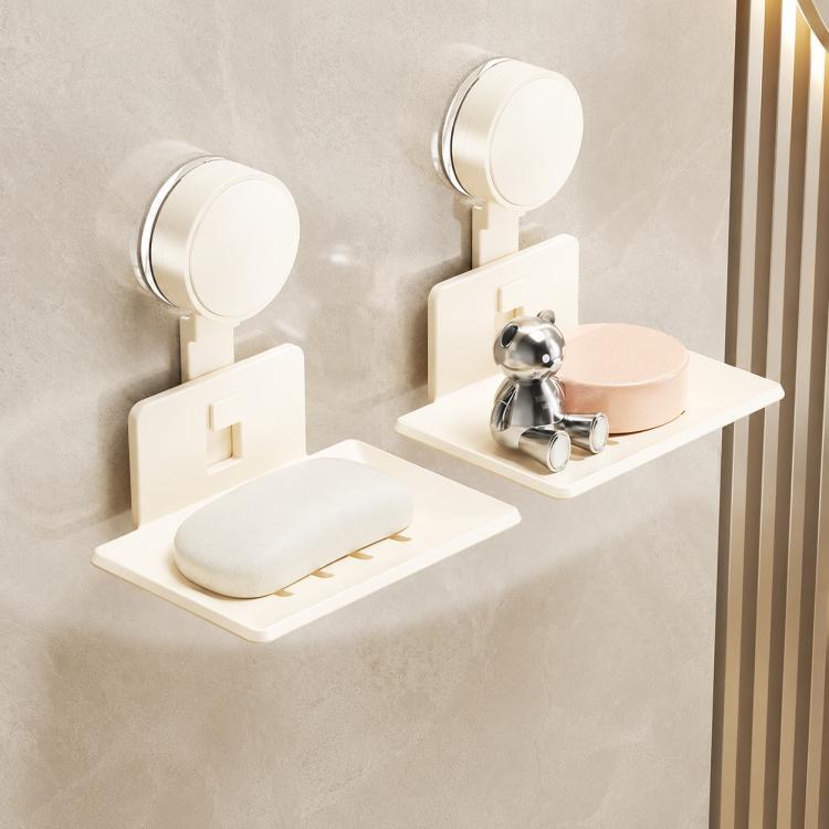 Porta sapone a ventosa da parete senza foratura, con vassoio in metallo drenante., Single Pack, 2pcs Pack, 3pcs Pack