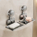 Porta sapone a ventosa da parete senza foratura, con vassoio in metallo drenante., Single Pack, 2pcs Pack, 3pcs Pack