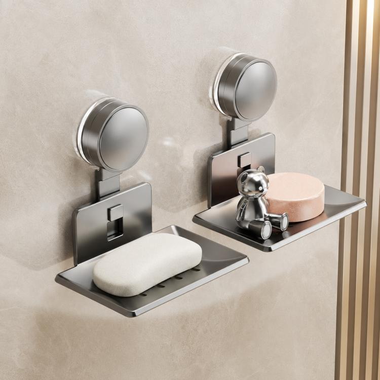 Porta sapone a ventosa da parete senza foratura, con vassoio in metallo drenante., Single Pack, 2pcs Pack, 3pcs Pack