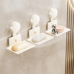 Porta sapone a ventosa da parete senza foratura, con vassoio in metallo drenante., Single Pack, 2pcs Pack, 3pcs Pack