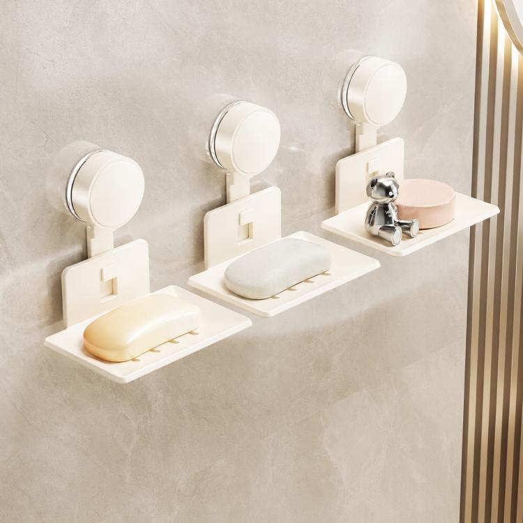 Porta sapone a ventosa da parete senza foratura, con vassoio in metallo drenante., Single Pack, 2pcs Pack, 3pcs Pack