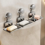 Porta sapone a ventosa da parete senza foratura, con vassoio in metallo drenante., Single Pack, 2pcs Pack, 3pcs Pack