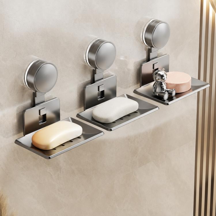 Porta sapone a ventosa da parete senza foratura, con vassoio in metallo drenante., Single Pack, 2pcs Pack, 3pcs Pack