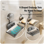 Porta sapone a ventosa da parete senza foratura, con vassoio in metallo drenante., Single Pack, 2pcs Pack, 3pcs Pack