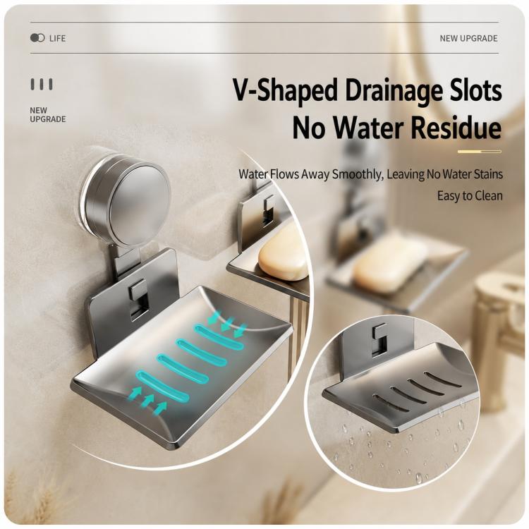 Porta sapone a ventosa da parete senza foratura, con vassoio in metallo drenante., Single Pack, 2pcs Pack, 3pcs Pack