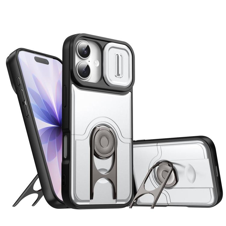 Cover scorrevole per fotocamera, supporto girevole 2 in 1, custodia per telefono antiurto con airbag., For iPhone 17, For iPhone Air, For iPhone 16 Pro Max