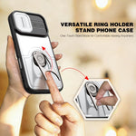 Cover scorrevole per fotocamera, supporto girevole 2 in 1, custodia per telefono antiurto con airbag., For iPhone 17, For iPhone Air, For iPhone 16 Pro Max