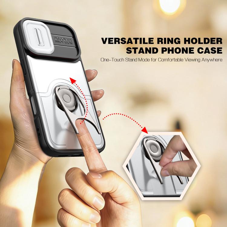 Cover scorrevole per fotocamera, supporto girevole 2 in 1, custodia per telefono antiurto con airbag., For iPhone 17, For iPhone Air, For iPhone 16 Pro Max
