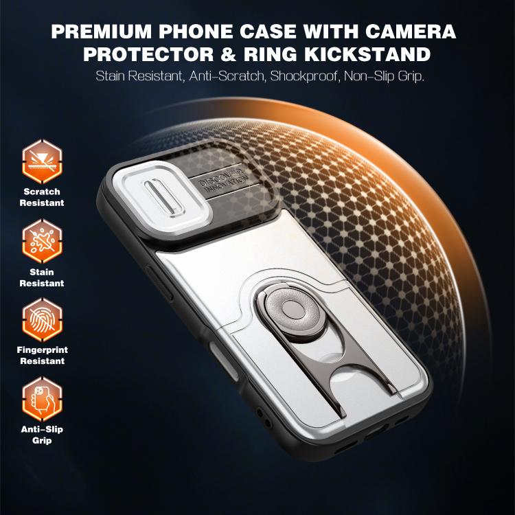 Cover scorrevole per fotocamera, supporto girevole 2 in 1, custodia per telefono antiurto con airbag., For iPhone 17, For iPhone Air, For iPhone 16 Pro Max
