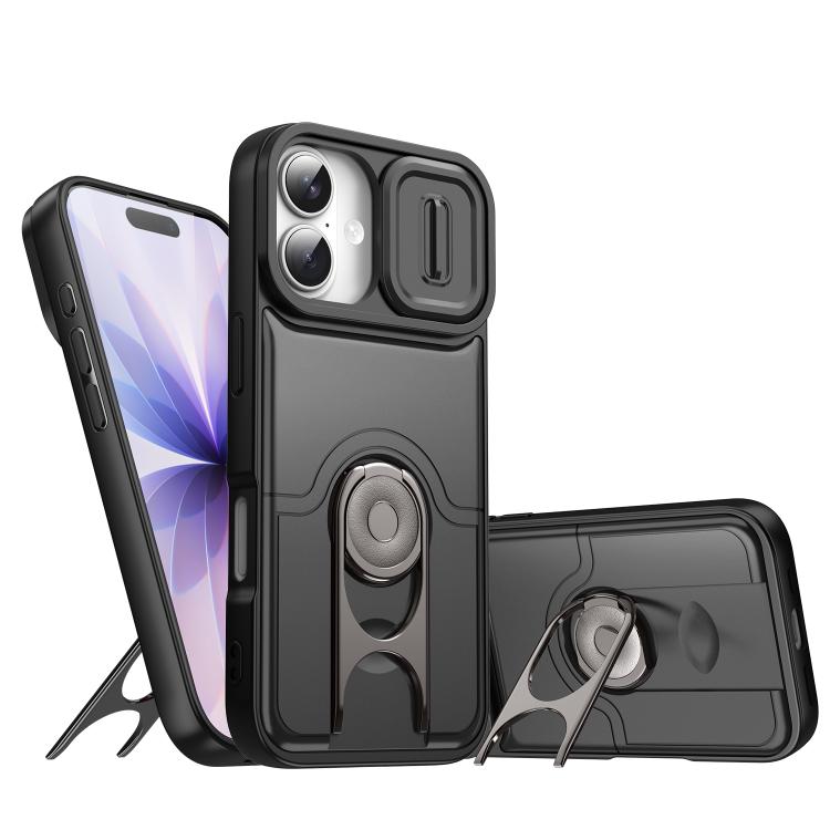 Cover scorrevole per fotocamera, supporto girevole 2 in 1, custodia per telefono antiurto con airbag., For iPhone 17, For iPhone Air, For iPhone 16 Pro Max