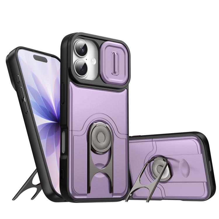 Cover scorrevole per fotocamera, supporto girevole 2 in 1, custodia per telefono antiurto con airbag., For iPhone 17, For iPhone Air, For iPhone 16 Pro Max