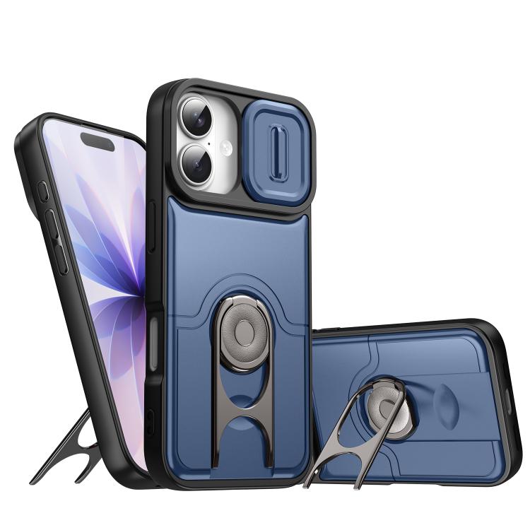 Cover scorrevole per fotocamera, supporto girevole 2 in 1, custodia per telefono antiurto con airbag., For iPhone 17, For iPhone Air, For iPhone 16 Pro Max