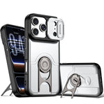 Cover scorrevole per fotocamera, supporto girevole 2 in 1, custodia per telefono antiurto con airbag., For iPhone 17e / 16e, For iPhone 17 Pro Max, For iPhone 17 Pro