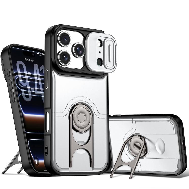 Cover scorrevole per fotocamera, supporto girevole 2 in 1, custodia per telefono antiurto con airbag., For iPhone 17e / 16e, For iPhone 17 Pro Max, For iPhone 17 Pro