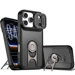 Cover scorrevole per fotocamera, supporto girevole 2 in 1, custodia per telefono antiurto con airbag., For iPhone 17e / 16e, For iPhone 17 Pro Max, For iPhone 17 Pro