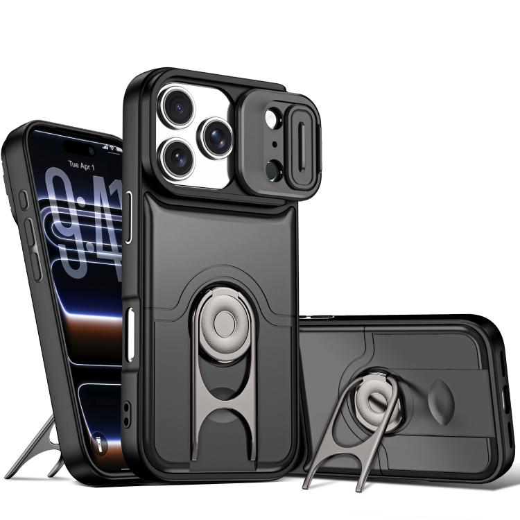 Cover scorrevole per fotocamera, supporto girevole 2 in 1, custodia per telefono antiurto con airbag., For iPhone 17e / 16e, For iPhone 17 Pro Max, For iPhone 17 Pro