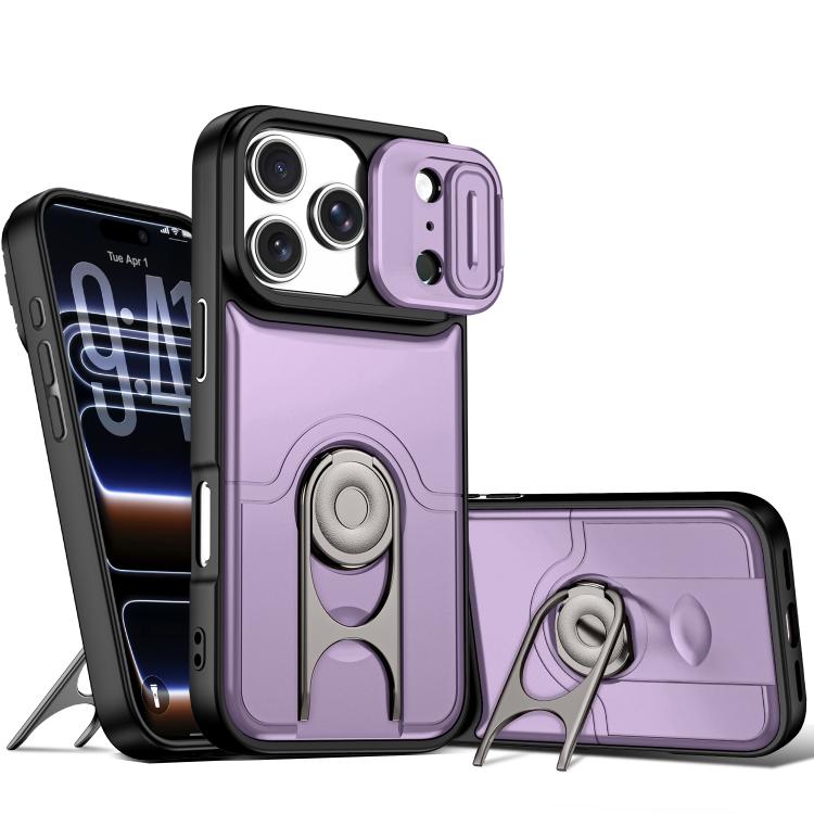 Cover scorrevole per fotocamera, supporto girevole 2 in 1, custodia per telefono antiurto con airbag., For iPhone 17e / 16e, For iPhone 17 Pro Max, For iPhone 17 Pro