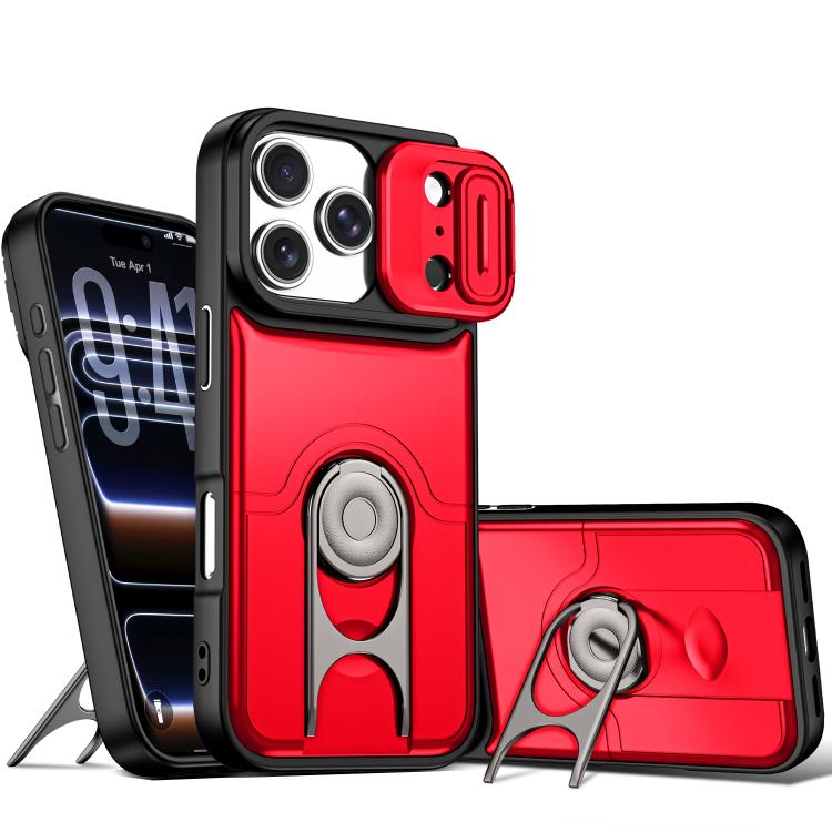 Cover scorrevole per fotocamera, supporto girevole 2 in 1, custodia per telefono antiurto con airbag., For iPhone 17e / 16e, For iPhone 17 Pro Max, For iPhone 17 Pro