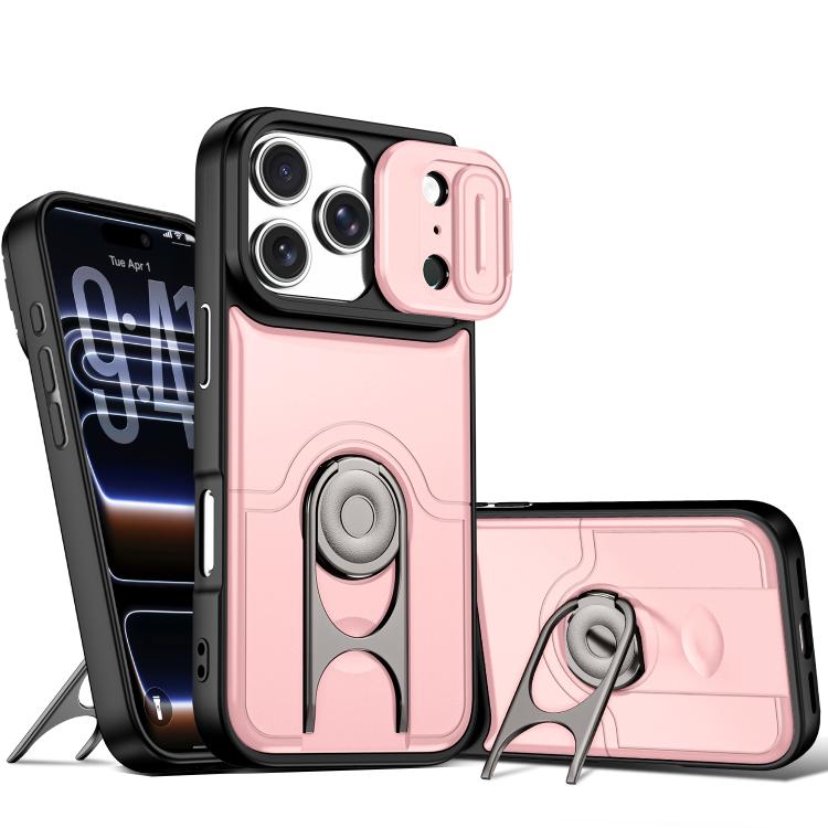 Cover scorrevole per fotocamera, supporto girevole 2 in 1, custodia per telefono antiurto con airbag., For iPhone 17e / 16e, For iPhone 17 Pro Max, For iPhone 17 Pro