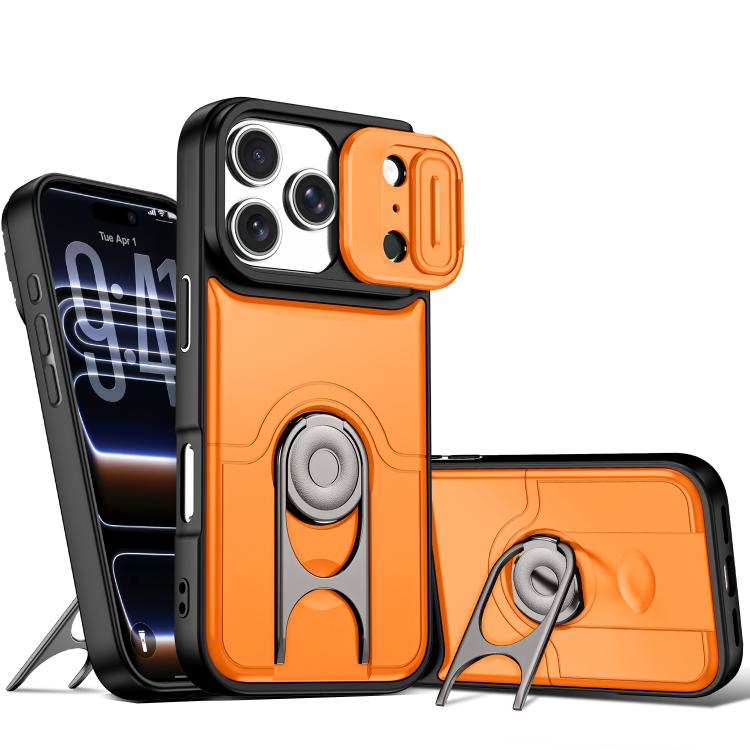 Cover scorrevole per fotocamera, supporto girevole 2 in 1, custodia per telefono antiurto con airbag., For iPhone 17e / 16e, For iPhone 17 Pro Max, For iPhone 17 Pro