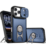 Cover scorrevole per fotocamera, supporto girevole 2 in 1, custodia per telefono antiurto con airbag., For iPhone 17e / 16e, For iPhone 17 Pro Max, For iPhone 17 Pro