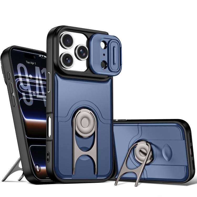 Cover scorrevole per fotocamera, supporto girevole 2 in 1, custodia per telefono antiurto con airbag., For iPhone 17e / 16e, For iPhone 17 Pro Max, For iPhone 17 Pro