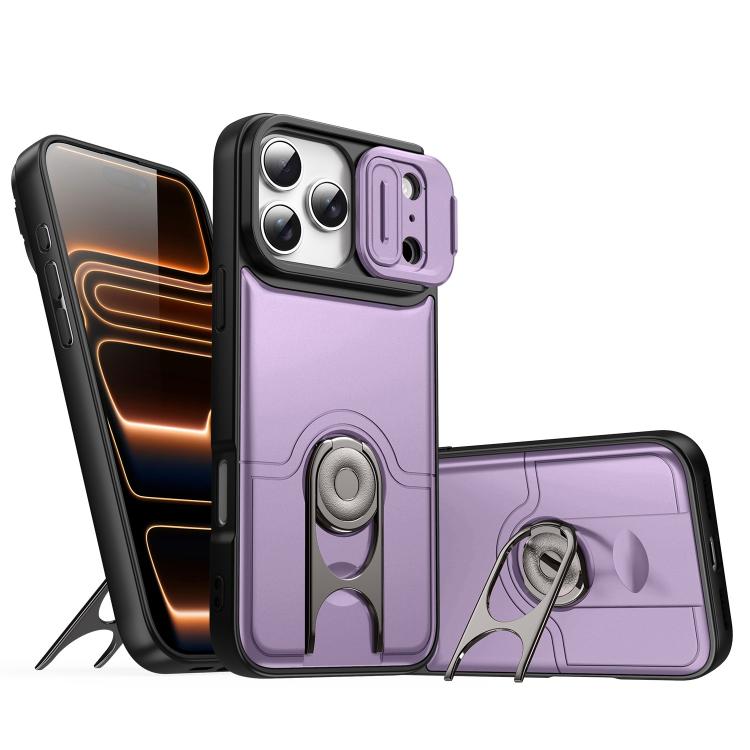 Cover scorrevole per fotocamera, supporto girevole 2 in 1, custodia per telefono antiurto con airbag., For iPhone 17e / 16e, For iPhone 17 Pro Max, For iPhone 17 Pro