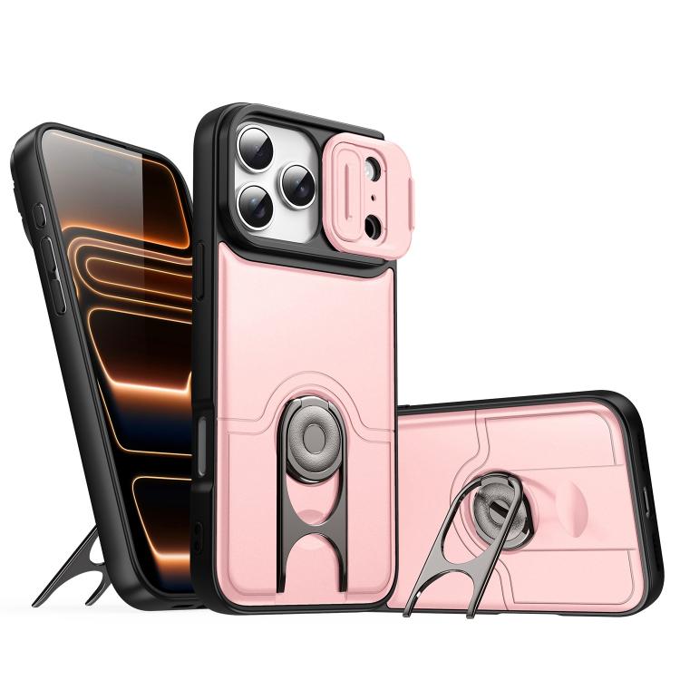Cover scorrevole per fotocamera, supporto girevole 2 in 1, custodia per telefono antiurto con airbag., For iPhone 17e / 16e, For iPhone 17 Pro Max, For iPhone 17 Pro