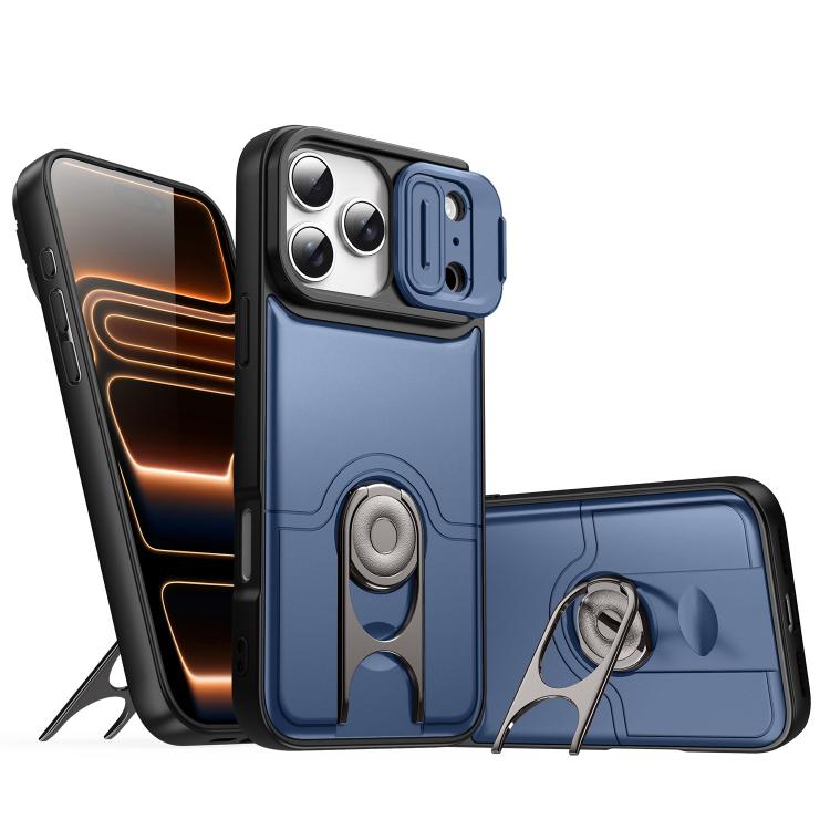 Cover scorrevole per fotocamera, supporto girevole 2 in 1, custodia per telefono antiurto con airbag., For iPhone 17e / 16e, For iPhone 17 Pro Max, For iPhone 17 Pro