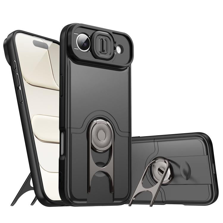 Cover scorrevole per fotocamera, supporto girevole 2 in 1, custodia per telefono antiurto con airbag., For iPhone 17, For iPhone Air, For iPhone 16 Pro Max