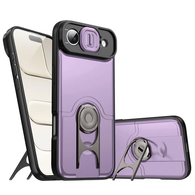 Cover scorrevole per fotocamera, supporto girevole 2 in 1, custodia per telefono antiurto con airbag., For iPhone 17, For iPhone Air, For iPhone 16 Pro Max