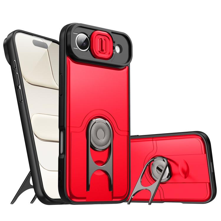 Cover scorrevole per fotocamera, supporto girevole 2 in 1, custodia per telefono antiurto con airbag., For iPhone 17, For iPhone Air, For iPhone 16 Pro Max
