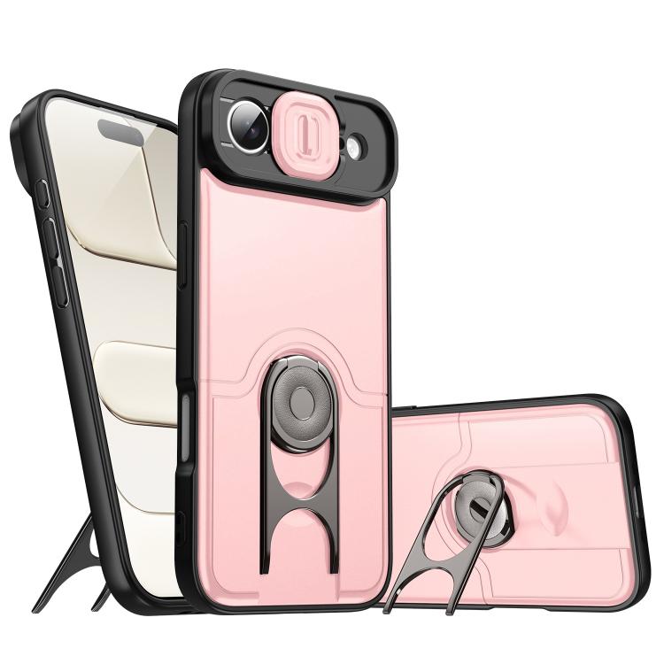 Cover scorrevole per fotocamera, supporto girevole 2 in 1, custodia per telefono antiurto con airbag., For iPhone 17, For iPhone Air, For iPhone 16 Pro Max
