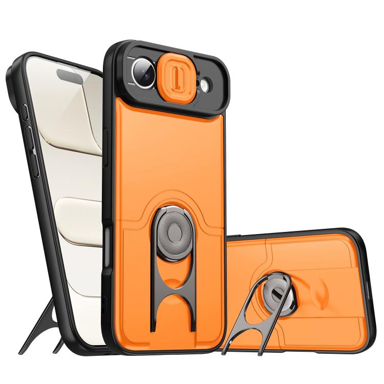 Cover scorrevole per fotocamera, supporto girevole 2 in 1, custodia per telefono antiurto con airbag., For iPhone 17, For iPhone Air, For iPhone 16 Pro Max