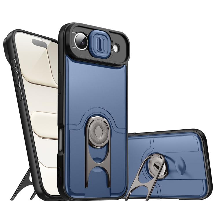 Cover scorrevole per fotocamera, supporto girevole 2 in 1, custodia per telefono antiurto con airbag., For iPhone 17, For iPhone Air, For iPhone 16 Pro Max