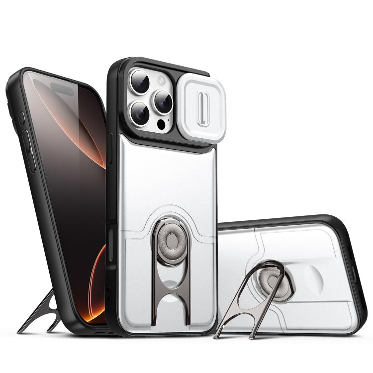 Cover scorrevole per fotocamera, supporto girevole 2 in 1, custodia per telefono antiurto con airbag., For iPhone 17, For iPhone Air, For iPhone 16 Pro Max
