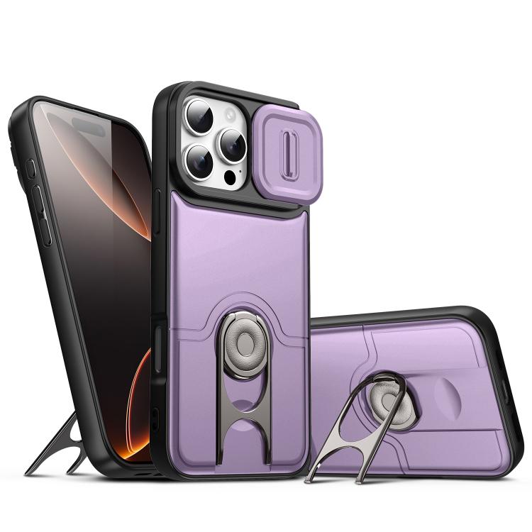 Cover scorrevole per fotocamera, supporto girevole 2 in 1, custodia per telefono antiurto con airbag., For iPhone 17, For iPhone Air, For iPhone 16 Pro Max