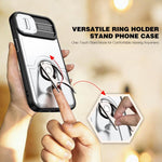Cover scorrevole per fotocamera, supporto girevole 2 in 1, custodia per telefono antiurto con airbag., For iPhone 17e / 16e, For iPhone 17 Pro Max, For iPhone 17 Pro