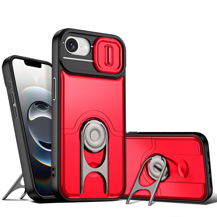 Cover scorrevole per fotocamera, supporto girevole 2 in 1, custodia per telefono antiurto con airbag., For iPhone 17e / 16e, For iPhone 17 Pro Max, For iPhone 17 Pro