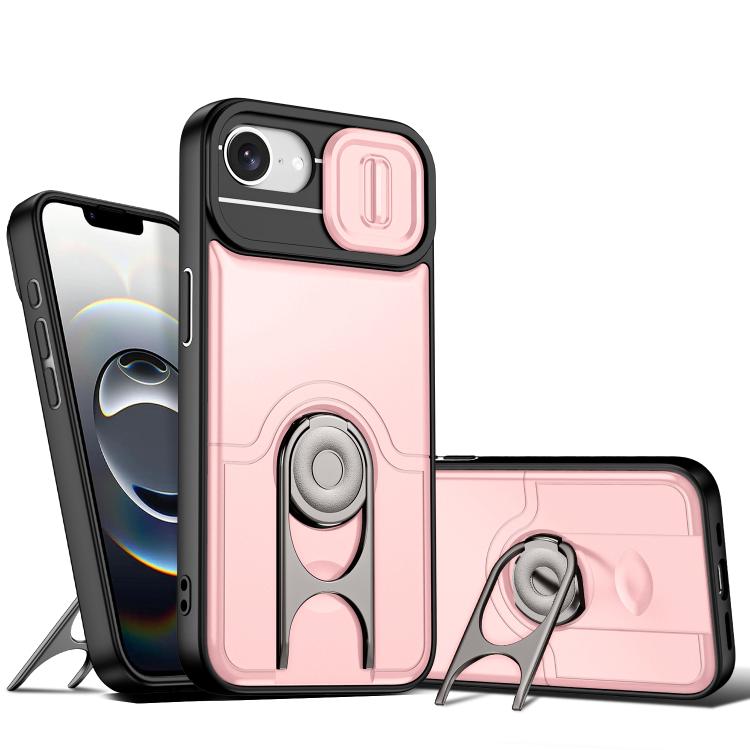 Cover scorrevole per fotocamera, supporto girevole 2 in 1, custodia per telefono antiurto con airbag., For iPhone 17e / 16e, For iPhone 17 Pro Max, For iPhone 17 Pro