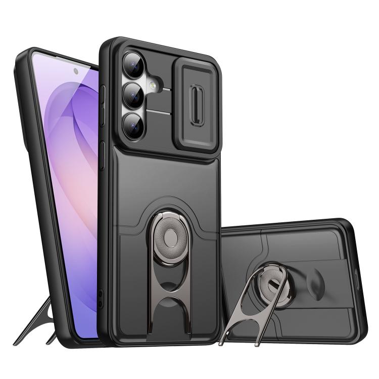 Cover scorrevole per fotocamera, supporto girevole 2 in 1, custodia per telefono antiurto con airbag., For Galaxy S26+ 5G, For Galaxy S26 Ultra 5G, For Galaxy S26 5G