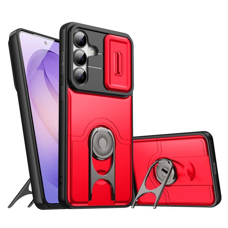 Cover scorrevole per fotocamera, supporto girevole 2 in 1, custodia per telefono antiurto con airbag., For Galaxy S26+ 5G, For Galaxy S26 Ultra 5G, For Galaxy S26 5G